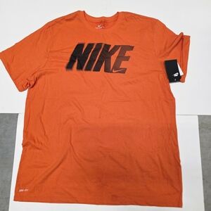 Nike Men's Bold Orange Tee with Black Logo